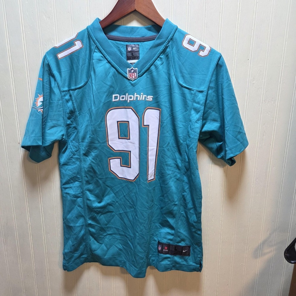 Miami Dolphins Jersey Boys Large Green NFL Football Cameron Wake 91 Nike